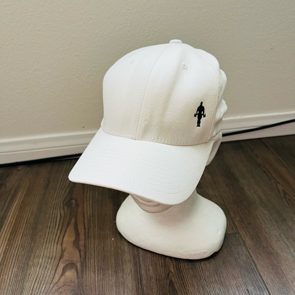 White Baseball Cap With Black Logo